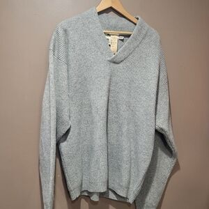 Eddie Bauer Gray Shawl Collar Wool Sweater